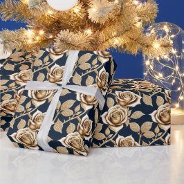 Gouden Rozen Met Een Metalen Afwerking Cadeaupapier