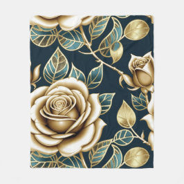 Gouden rozen met een metalen afwerking fleece deken