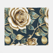 Gouden rozen met een metalen afwerking fleece deken (Voorkant (Horizontaal))