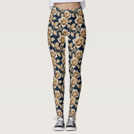 Gouden Rozen Met Een Metalen Afwerking Leggings