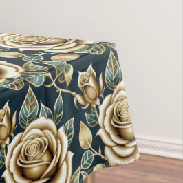 Gouden Rozen Met een Metallic Afwerking Tafelkleed