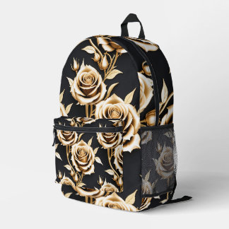 Gouden Rozen Met Scherpe Metallic Randen Bedrukte Rugzak