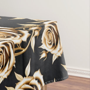 Gouden Rozen Met Scherpe Metallic Randen Tafelkleed