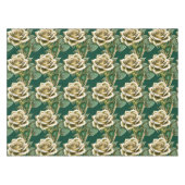 Gouden Rozen Met Smaragdgroene Bladeren Tafelkleed (Voorkant (Horizontaal))