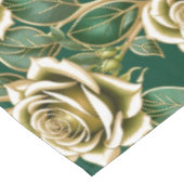 Gouden Rozen Met Smaragdgroene Bladeren Tafelkleed (Gekanteld)