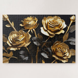 Gouden Rozen Modern Acryl Legpuzzel