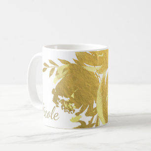 Gouden Rozen Nep Folie Elegant Modern Bloem Glam Koffiemok
