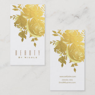 Gouden Rozen Nep Folie Elegant Modern Bloem Huweli Visitekaartje