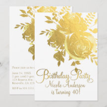 Gouden Rozen Nep Folie Elegante Bloemige Verjaarda