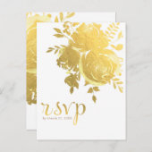 Gouden Rozen Nep Folie Elegante Moderne Trouw-RSVP Uitnodiging Briefkaart (Voorkant / Achterkant)