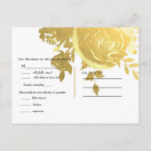 Gouden Rozen Nep Folie Elegante Moderne Trouw-RSVP Uitnodiging Briefkaart (Achterkant)