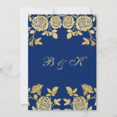 Gouden rozen op blauwe 65e verjaardag kaart (Achterkant)