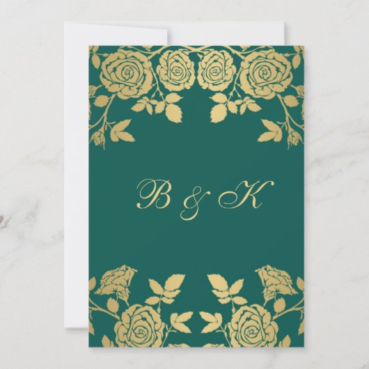 Gouden rozen op groene 30ste verjaardag kaart (Achterkant)