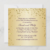 Gouden rozen op paars, confetti 50ste verjaardag kaart (Achterkant)