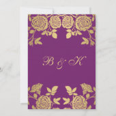 Gouden rozen op paarse 50ste verjaardag kaart (Achterkant)