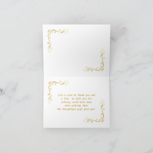 Gouden rozen op zwart, wervelingen Trouwen Dank U Bedankkaart (Binnen)