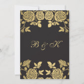 Gouden rozen op zwarte 60ste verjaardag kaart (Achterkant)