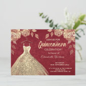 Gouden rozen pailletten gouden jurk Quinceañera ro Kaart (Staand voorkant)
