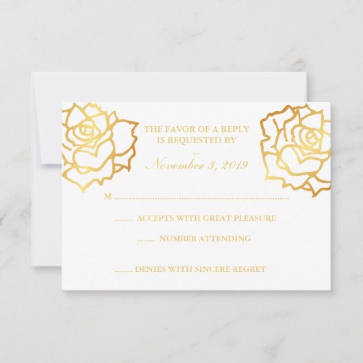 Gouden Rozen RSVP - Wit (Voorkant)