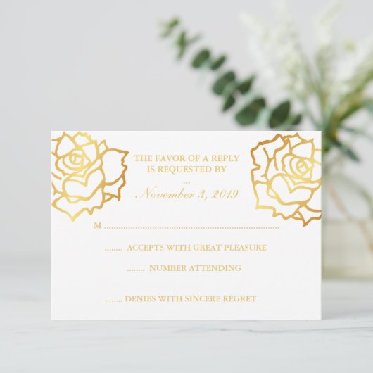 Gouden Rozen RSVP - Wit (Staand voorkant)