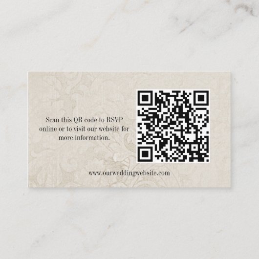 Gouden Rozen Shabby Chic Bruiloft Website Informatiekaartje (Achterkant)