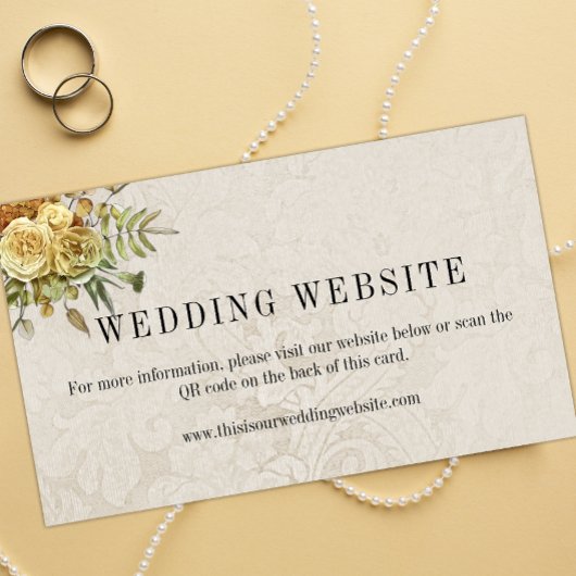 Gouden Rozen Shabby Chic Bruiloft Website Informatiekaartje