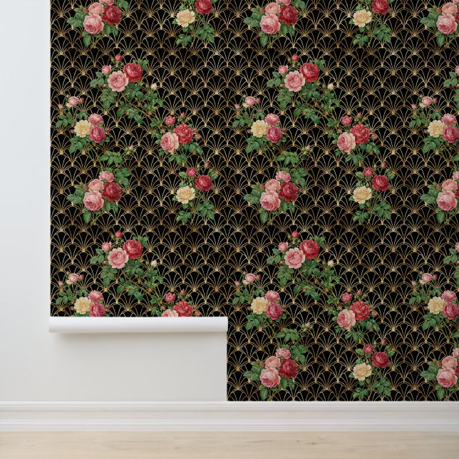 Gouden Rozen Tralie Behang (Applicatie)