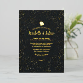 gouden rozen trouwuitnodiging folie uitnodiging