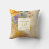 Gouden Rozen Viooltjes 50ste Huwelijksverjaardag Kussen (Achterkant)