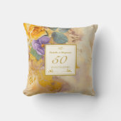 Gouden Rozen Viooltjes 50ste Huwelijksverjaardag Kussen (Voorkant)
