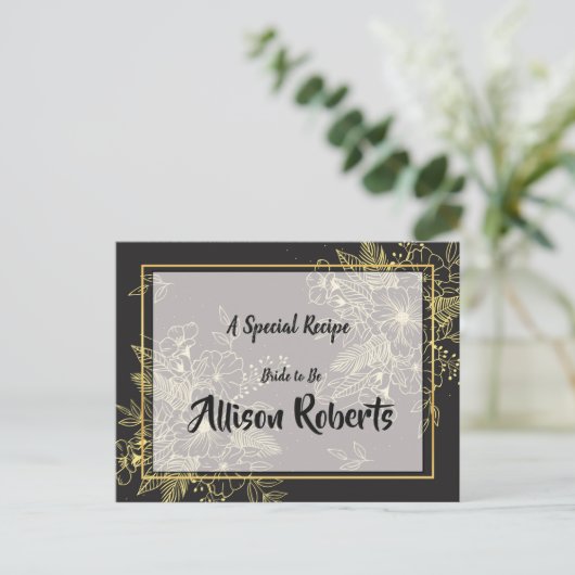 Gouden Rozen Vrijgezellenfeest Recept Briefkaart (Staand voorkant)