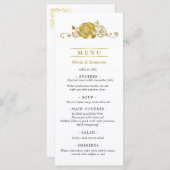 Gouden Rozen Wervelingen Bladeren Wedding Menu (Voorkant / Achterkant)
