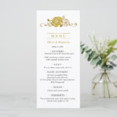 Gouden Rozen Wervelingen Bladeren Wedding Menu (Staand voorkant)