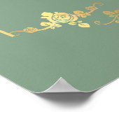 Gouden rozenlijst op groene huwelijksontvangst poster (Hoek)