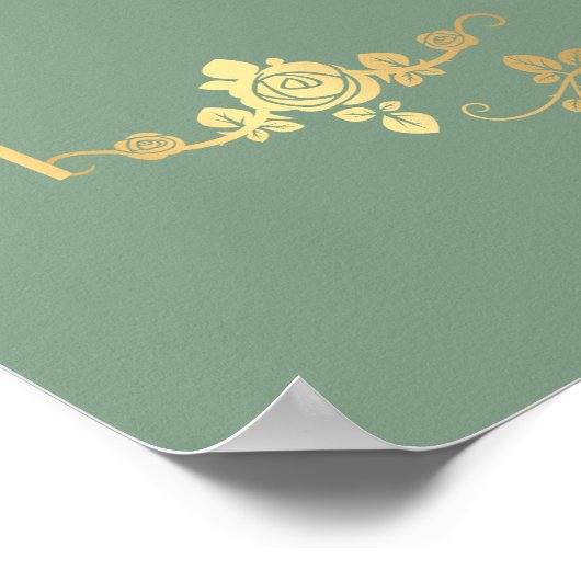 Gouden rozenlijst op groene huwelijksontvangst poster (Hoek)