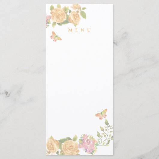 Gouden Rozenlint Monogram Trouwfeest Menu (Voorkant)