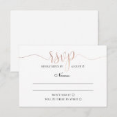 Gouden RSVP. Eenvoudige moderne bruiloft. Elegant RSVP Kaartje (Voorkant / Achterkant)