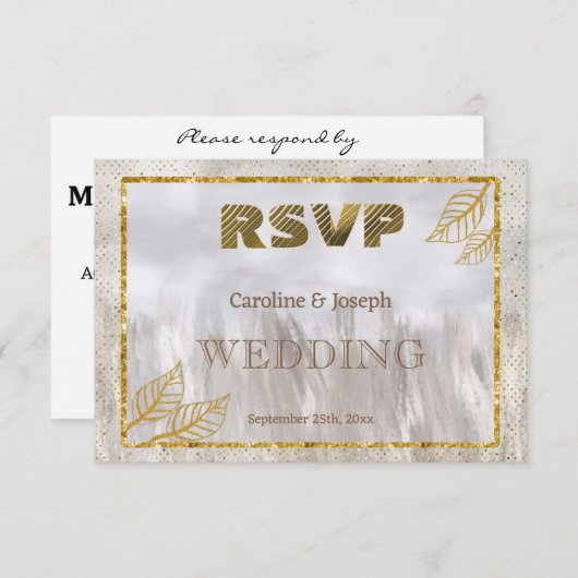 Gouden RSVP Glitter Countryside bruiloft (Voorkant / Achterkant)