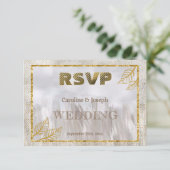 Gouden RSVP Glitter Countryside bruiloft Kaartje (Staand voorkant)