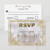 Gouden RSVP Glitter Countryside bruiloft Kaartje (Voorkant / Achterkant)