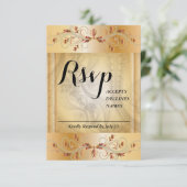 Gouden RSVP kaart met kant details (Staand voorkant)