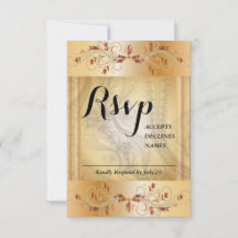 Gouden RSVP kaart met kant details