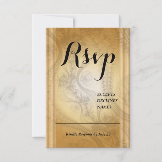 Gouden RSVP kaart met kantontwerp (Voorkant)