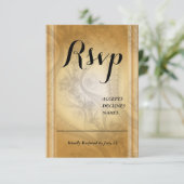 Gouden RSVP kaart met kantontwerp (Staand voorkant)