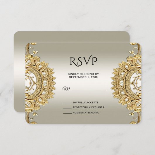 Gouden RSVP-kaart RSVP Kaartje (Voorkant / Achterkant)