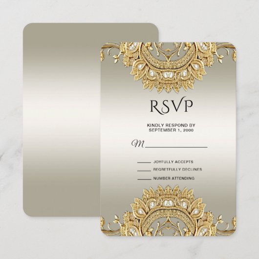 Gouden  RSVP-kaart RSVP Kaartje (Voorkant / Achterkant)