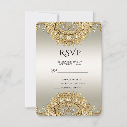 Gouden  RSVP-kaart RSVP Kaartje (Voorkant)
