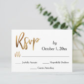 Gouden RSVP-typografie, Bokeh en Black Back RSVP Kaartje (Staand voorkant)