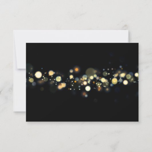 Gouden RSVP-typografie, Bokeh en Black Back RSVP Kaartje (Achterkant)
