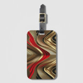 Gouden rug en rood patroon bagagelabel (Voorkant (verticaal))